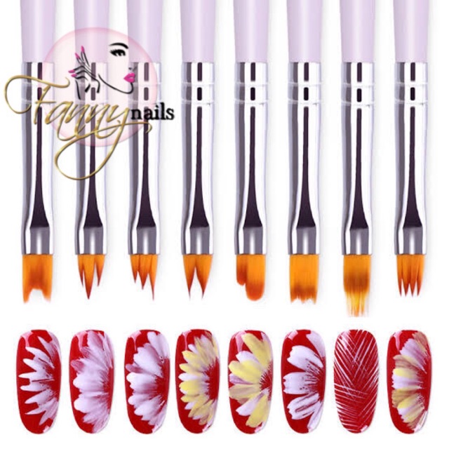 Flower painting brush 8 pcs uv gel gradient flower nail art liner gel