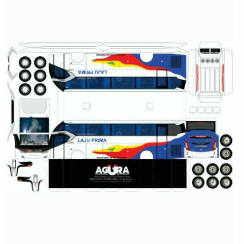 Lembaran Papercraft Bus Laju Prima SR2 Skala 1:50