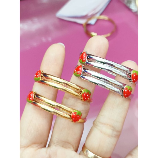 GELANG SELOT ANAK PERAK 925 LAPIS EMAS 24K STROBERI CAT