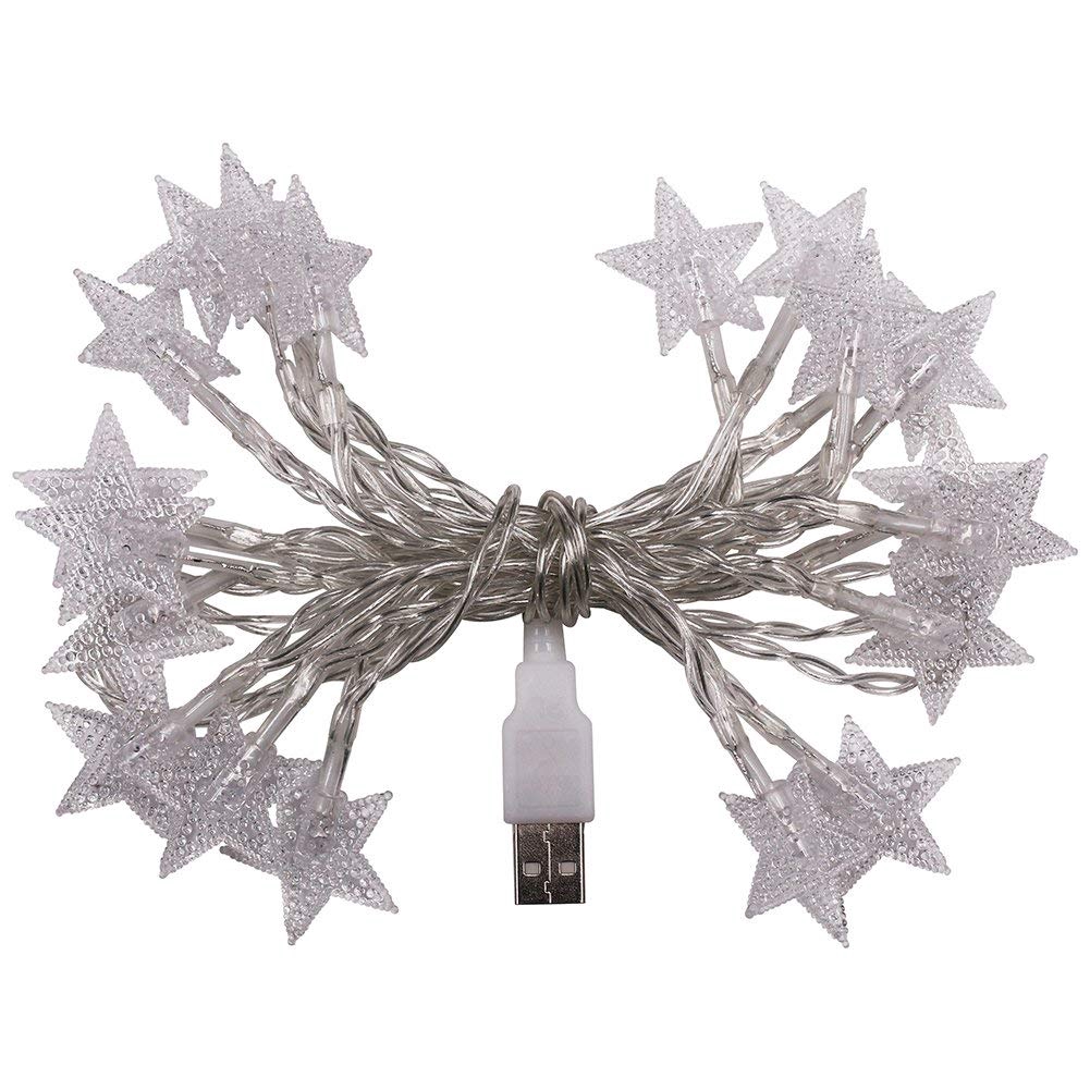 Lampu Pesta Xmas Festival Tenaga USB Dekorasi Rumah Lampu Peri String Bintang 20led