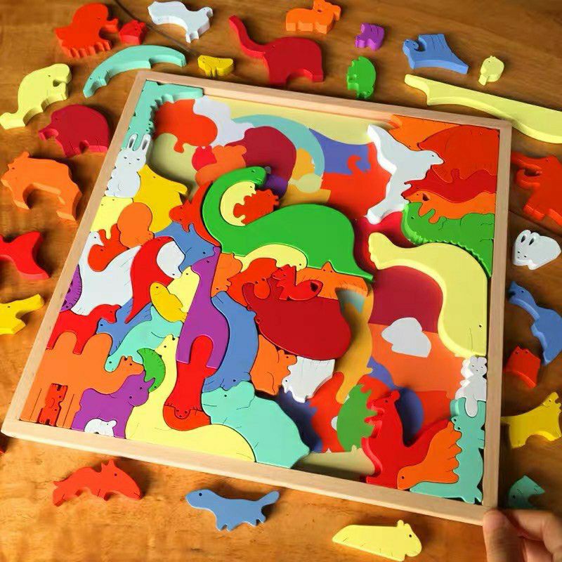 multifunction wooden animal chunky puzzle + balance game