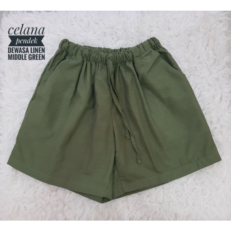 Celana Pendek Linen Celana Santai Wanita Celana High Waist Abg