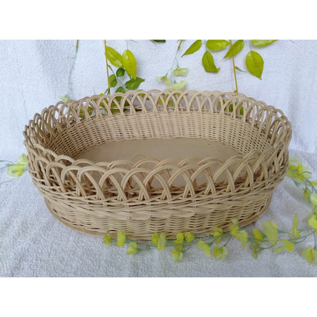 TERMURAHKERANJANG OVAL BERGERIGI - ISI 2 KERANJANG ROTAN OVAL Keranjang Parcel Keranjang Rotan, KERA