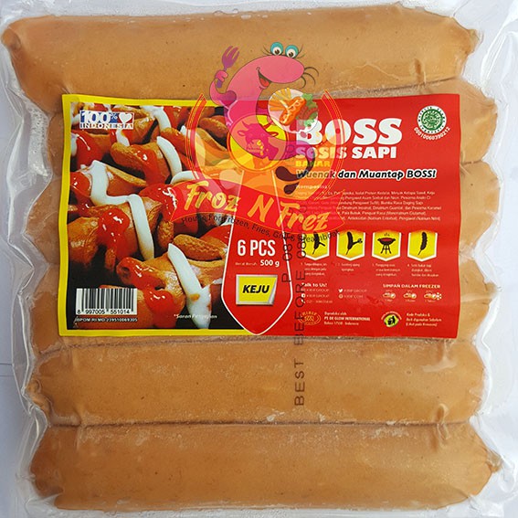 

BOSS Sosis Sapi Bakar 500 Gram (6 Pcs) - Keju