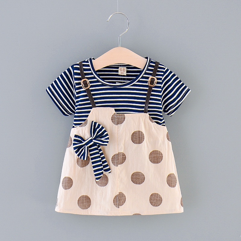 Dress Baju Kodok Anak Perempuan Impor umur 2-3 Tahun Motif Polkadot Black