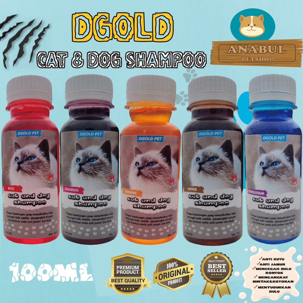 [GROSIR] SHAMPOO KUCING ANJING ANTI KUTU JAMUR DGOLD 100ML MENCEGAH BULU RONTOK VARIAN AROMA MAWAR,LANVENDER,JASMINE,KOPI,BUBBLEGUM