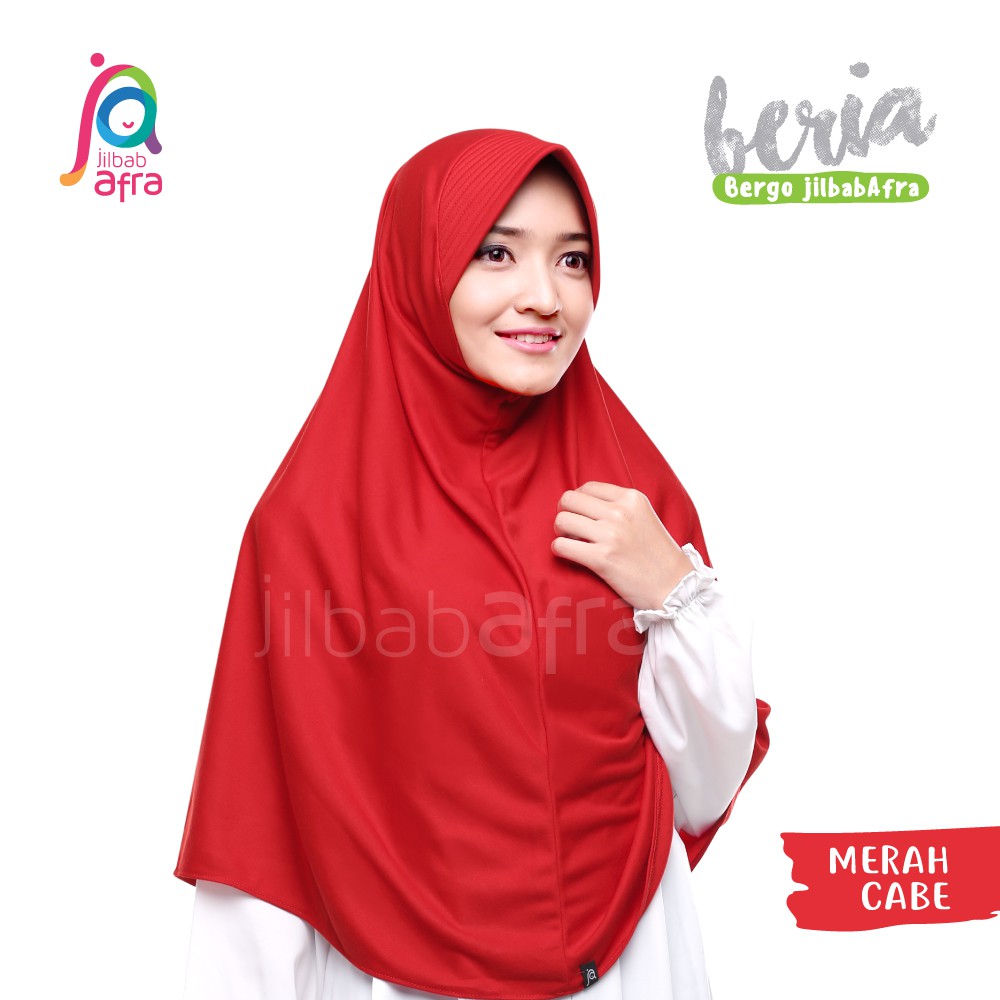 jilbab afra beria MERAH CABE - bergo kaos antem - hijab muslimah terbaru - jilbab instan pet