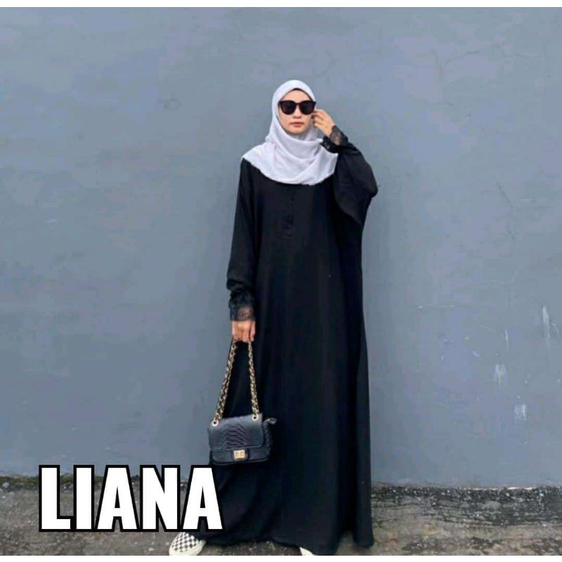 ALMA ABAYA HITAM TURKEY LIANA (BUSUI)