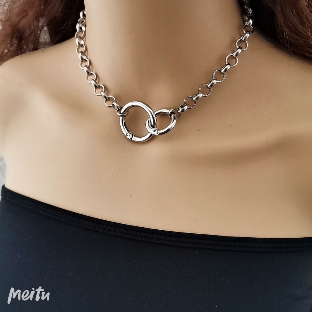 CH-13 kalung choker wanita rantai silver borgol gothic punk korea jepang kpop