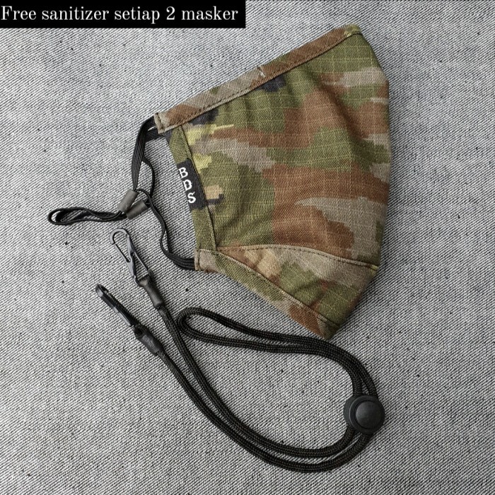 Promo BDS XSHIELD Masker kain premium, filter PM 2.5 free sanitizer - Camo Green Berkualitas