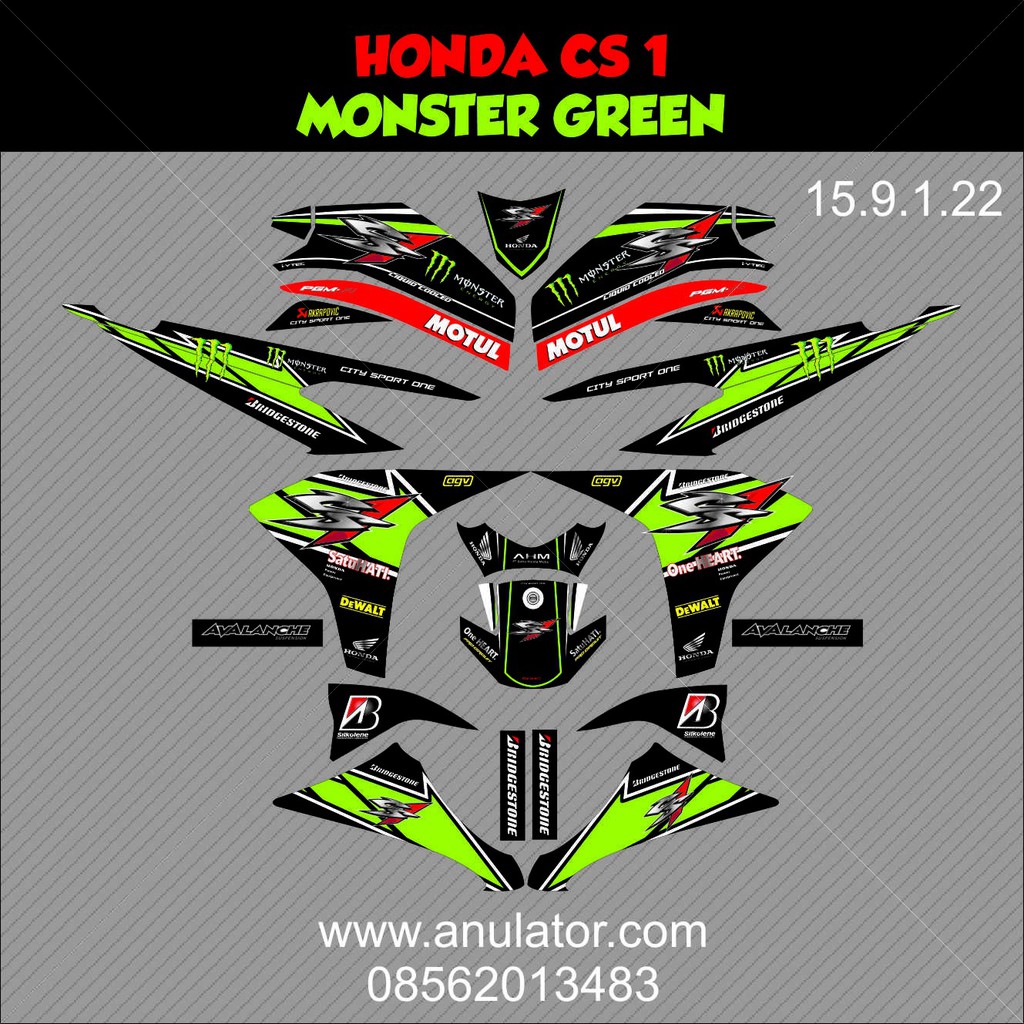 Stcker Striping Motor Stiker Honda Cs1 Monster Hijau Spec A Yuuuuk