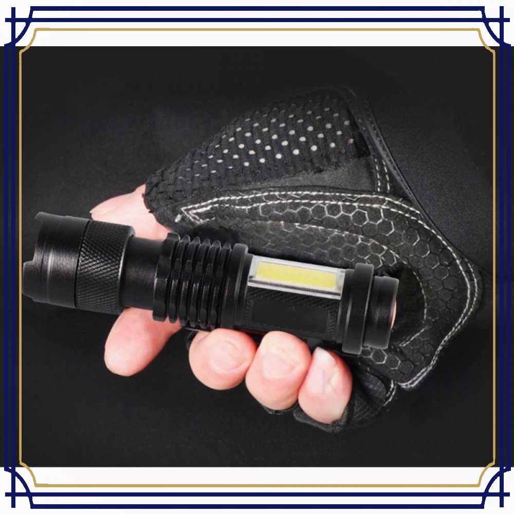 Senter LED Mini Flashlight USB Rechargerable XPE + COB - S-002