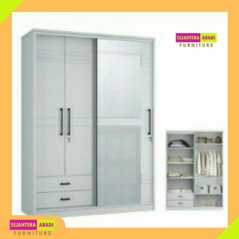 Lemari Pakaian 3 Pintu Equity LP Capitol 3D SS Siantano