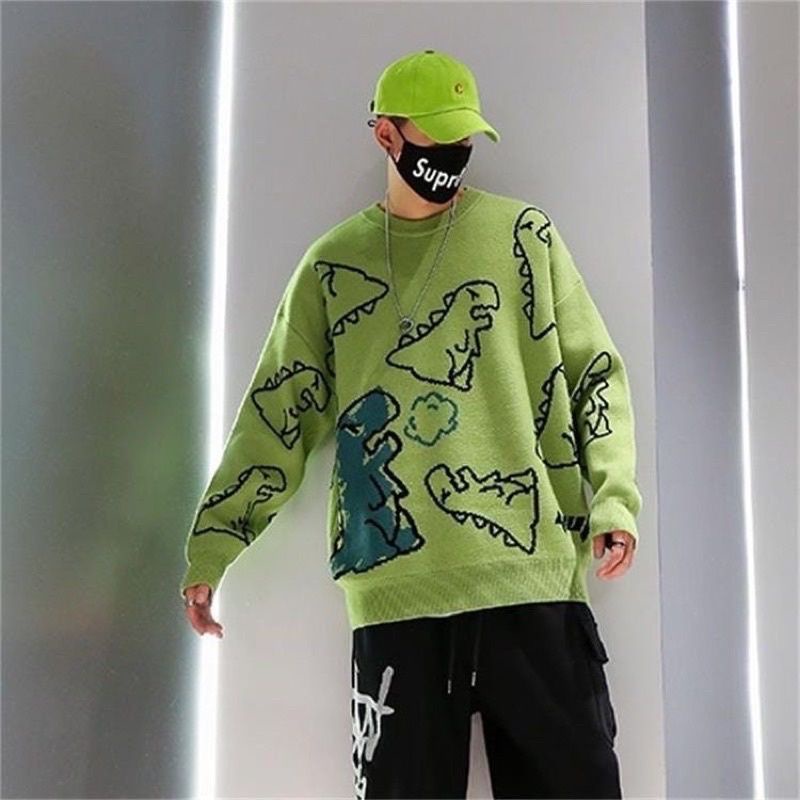 DINO SWEATER RAJUT OVERSIZE KOREA UNISEX UPDATE WARNA