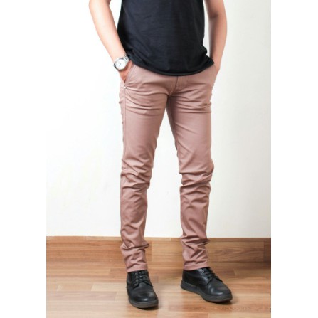 CELANA Pria SLIMFIT Panjang chino KERJA HARIAN HITAM MOCCA ABU GREY KREAM CREAM Sz