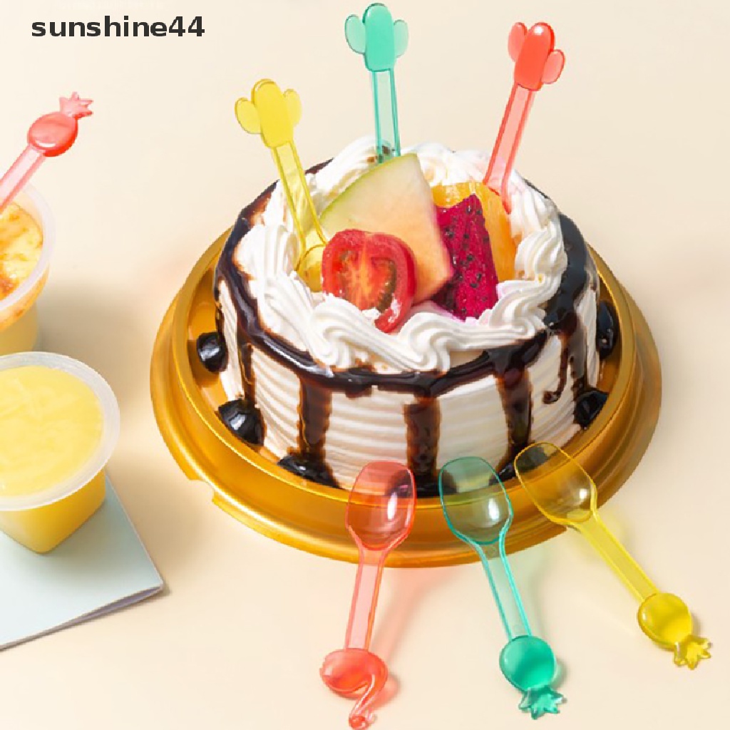 Sunshine 9Pcs Sendok Es Krim / Buah / Kue / dessert Mini Lucu Untuk Piknik