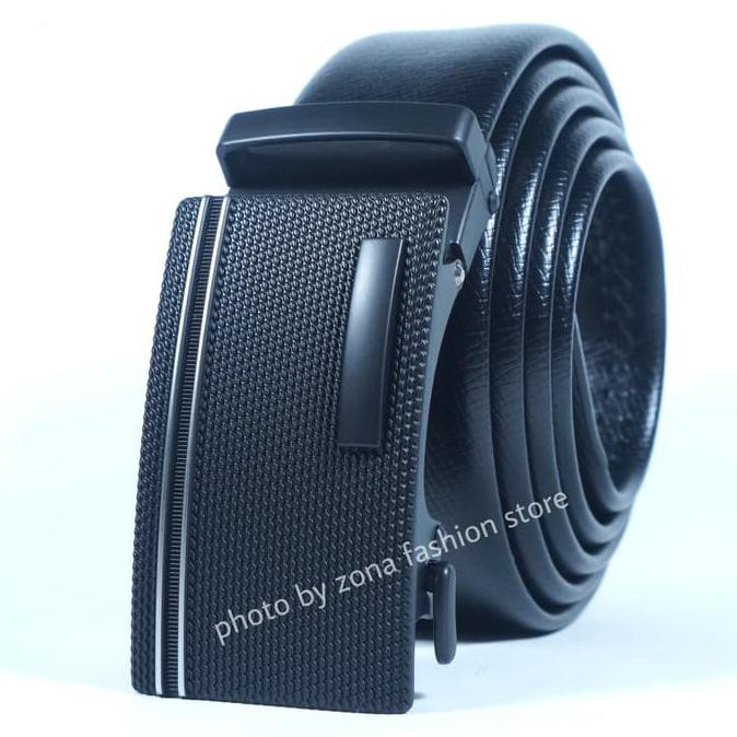 Harga Murah Banget Ikat Pinggang Pria / Gesper Import / Sabuk Kulit Model Rell P6 - Hitam Original