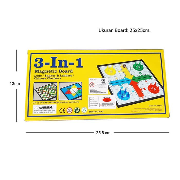 Mainan Anak Magnetic Board Games 3 in 1 ludo Halma snake ladder catur