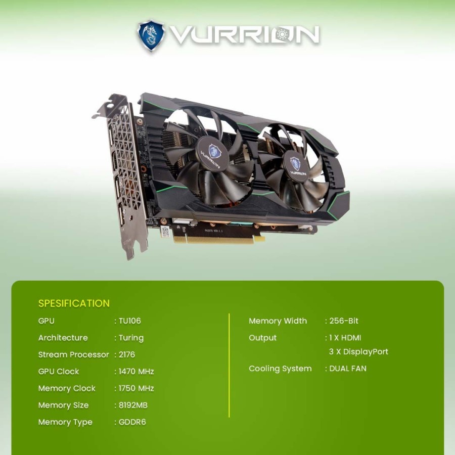 Vurrion RTX 2060 Super 8GB GDDR6 256 Bit / RTX2060 Super 8GB