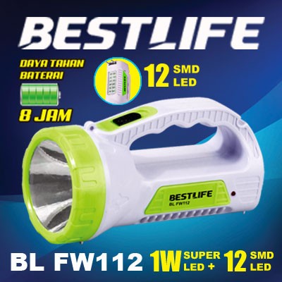 Lampu Emergency Senter LED Bestlife BL-FW112 (1 SUPER LED + 12 SMD LED