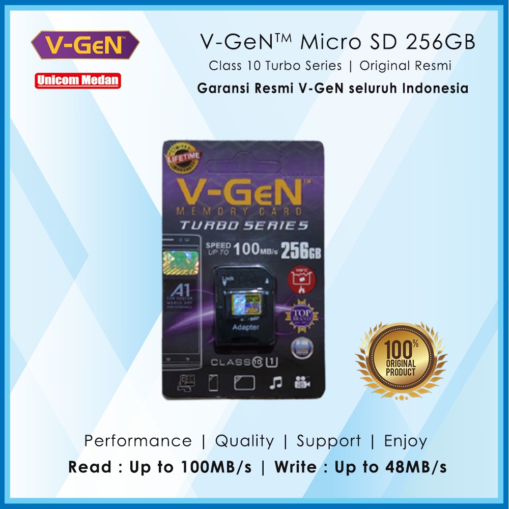 V-Gen Micro SD 256 GB VGEN 256GB Class 10 TURBO Memorycard Non Adapter