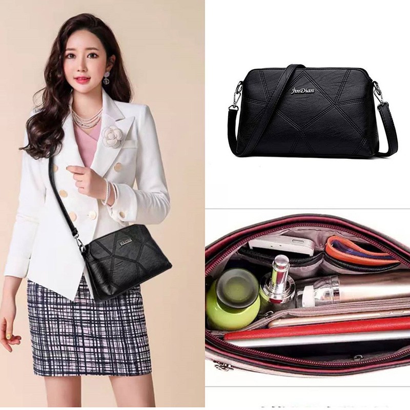 tas selenpang wanita kulit sentetis sling bag cewek murah tas impor hitam