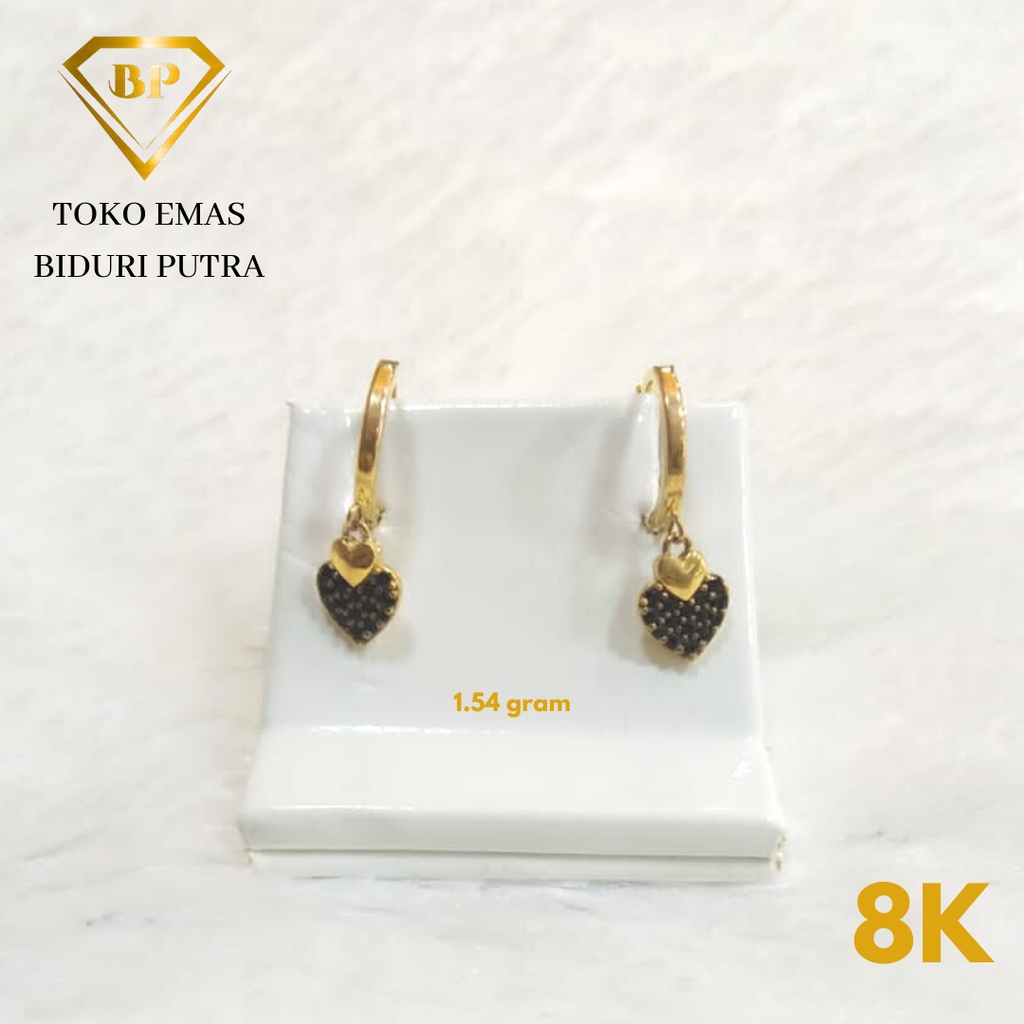 Anting Love Permata Perhiasan Emas Asli Kadar 8K/375 - Toko emas biduri putra