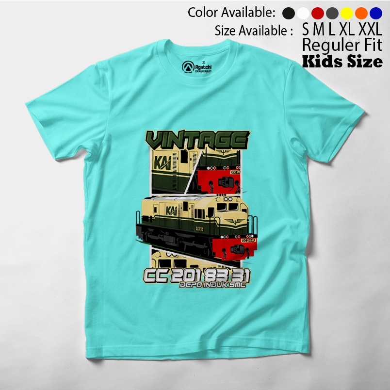 Baju Kaos Atasan Anak Laki-Laki Dan Permpuan Motif Kereta Api KAI Vintage