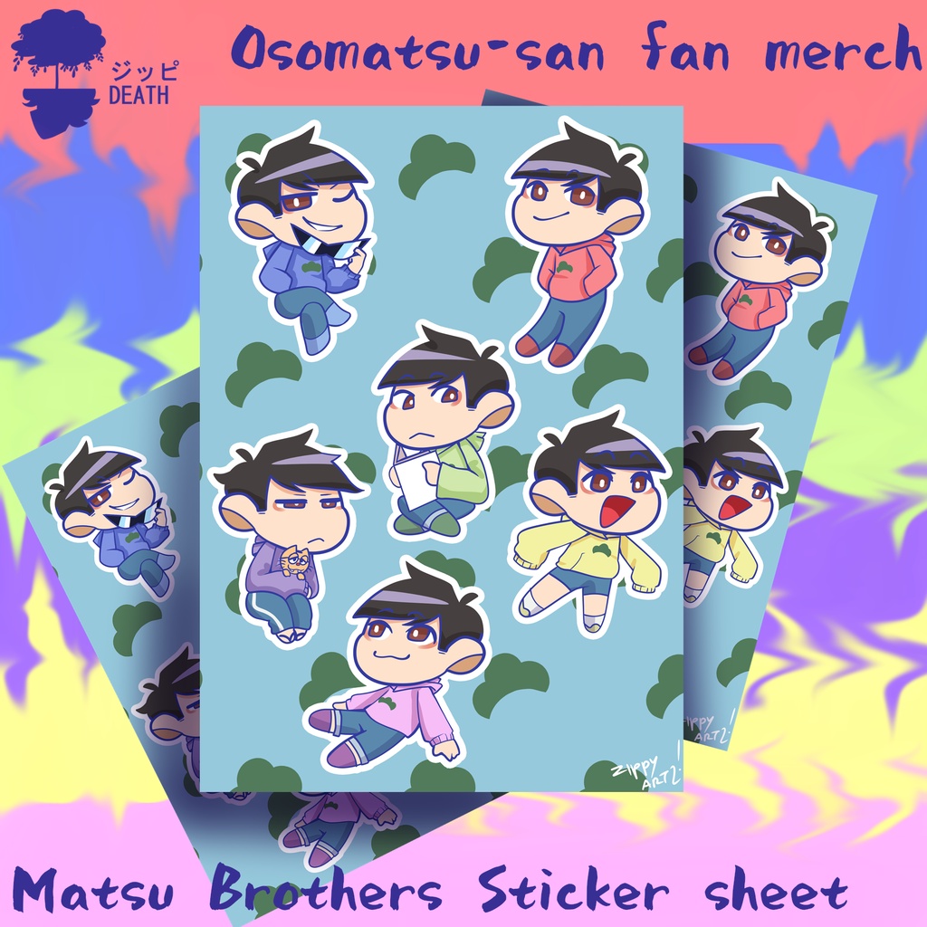 

Matsu brothers Sticker sheet - Osomatsu-san fan merchandise [ANARCHIZT CREATIVES]
