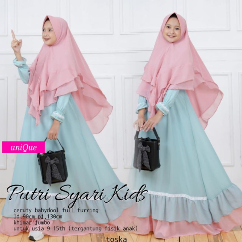 GAMIS CERUTY BABYDOLL FULL FURING||PUTRI SYAR'I KIDS ORI BY UNIQUE