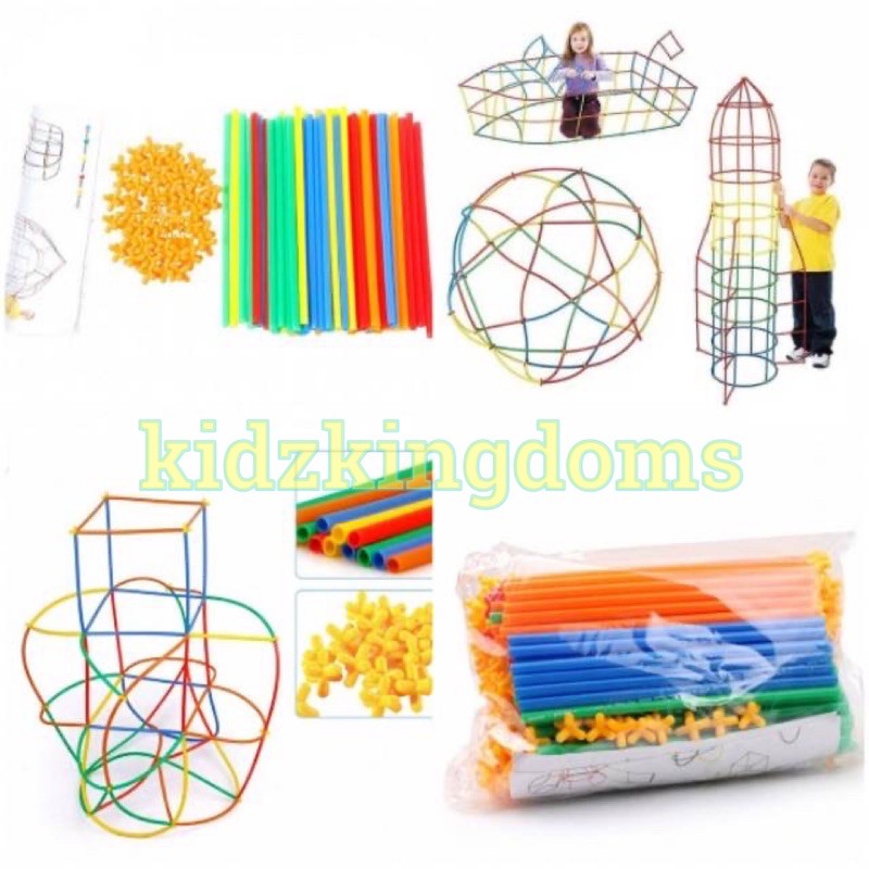 Mainan Edukasi Anak MAGIC STRAW isi 200pcs - Mainan Imaginasi Kreatifitas Sambungan Pipa