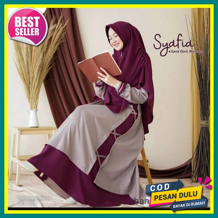 Gamis Wanita Terlaris Polos Mewah Viscose 2022 Motif B7S7 Korean Style Brukat Dewasa Daily Ceruty Or