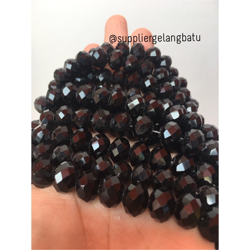 Crystal Ceko hitam 12mm BLACK Gloss bahan kerajinan craft umkm diy aksesoris pria wanita fashionita