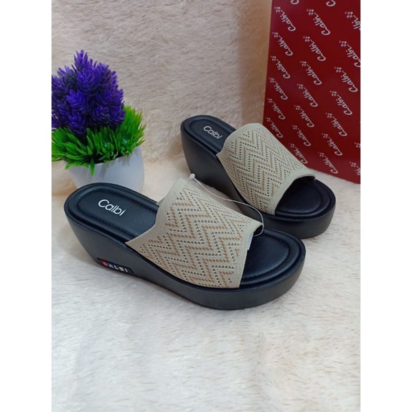 SENDAL WEDGES CALBI RAJUT KL.1123 KREM ORIGINAL