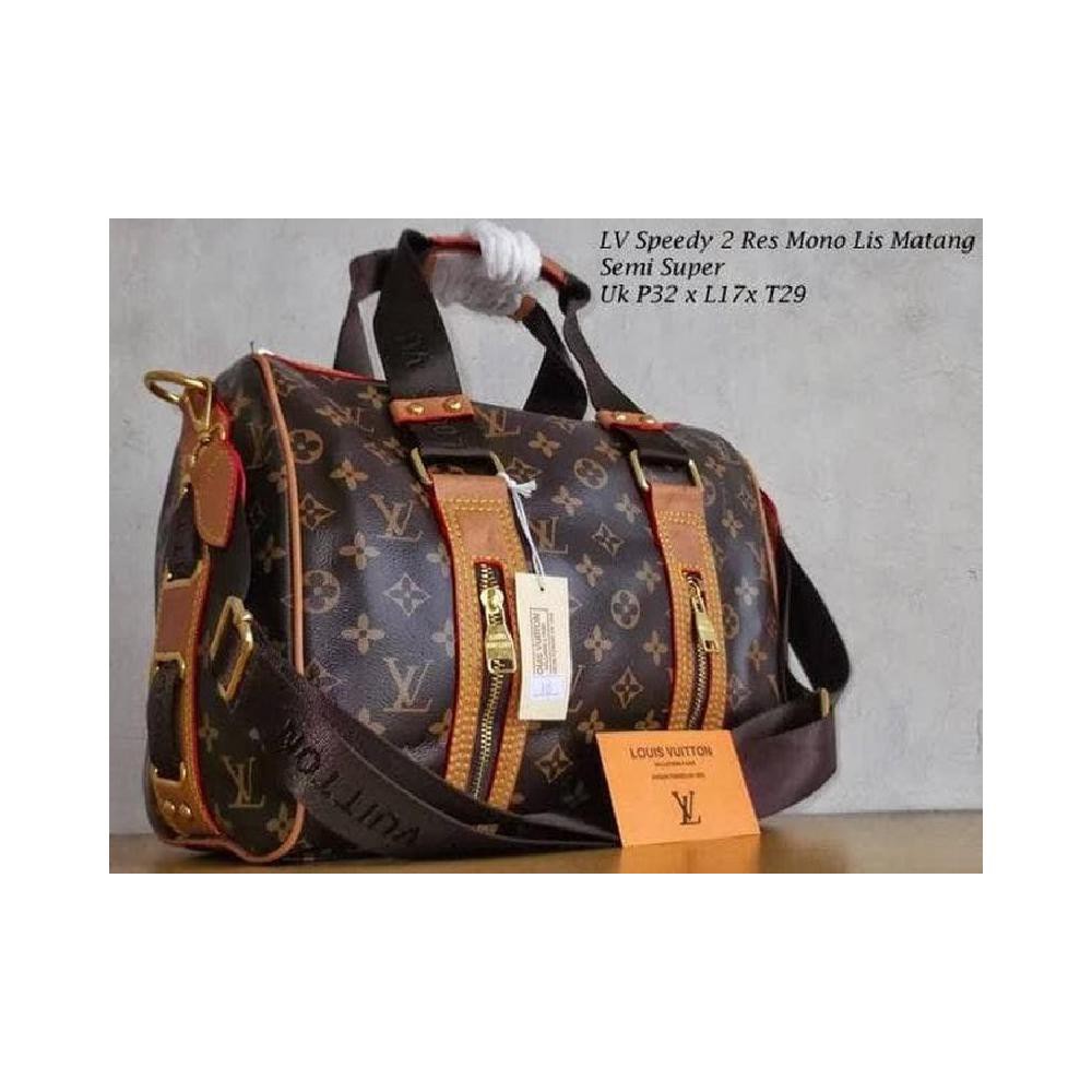 tas wanita tas kulit tas lv spedy rest tas selempang tas fashion - Cokelat Muda
