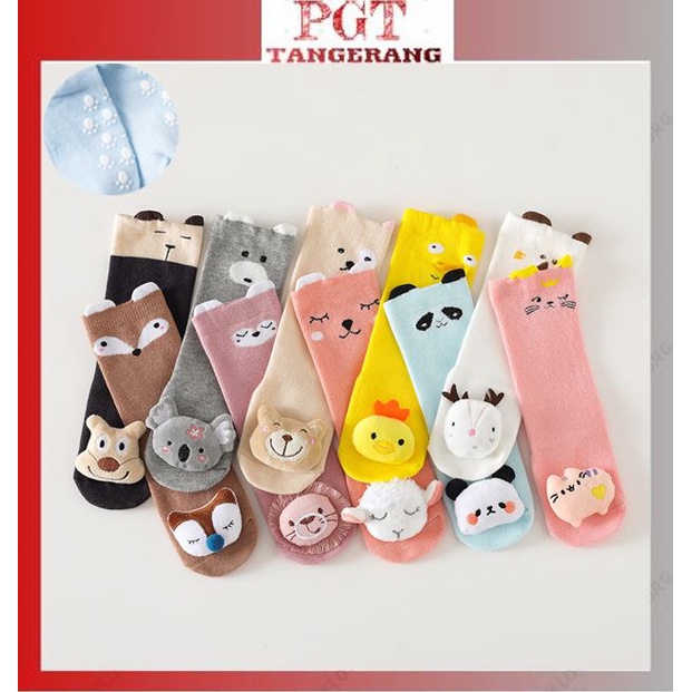 PGT -  Kaos Kaki Panjang Bayi Motif / Kaos kaki Anak Panjang Dengan BONEKA TIMBUL