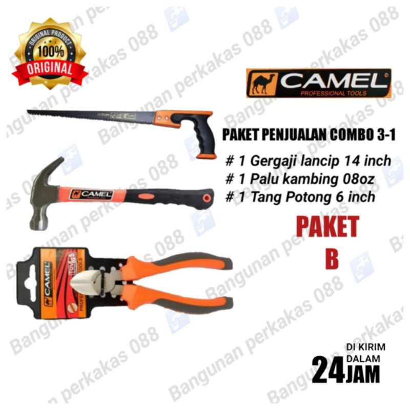 PAKET COMBO 3-1 Gergaji Lancip - Palu Kambing - Tang Lancip - Tang potong - Tang combinasi 3pcs