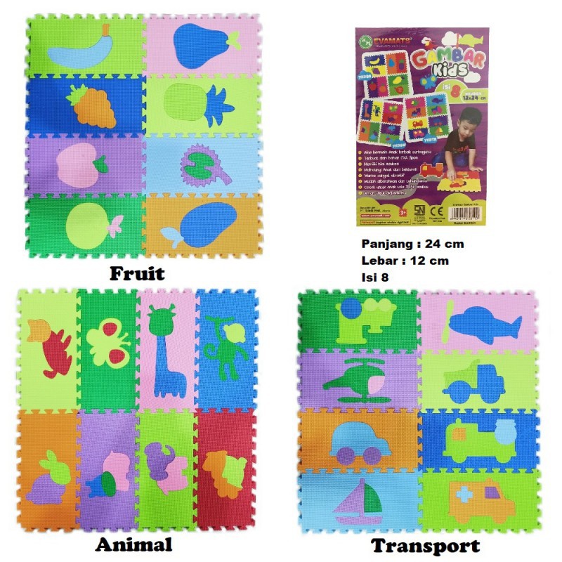 Evamats Puzzle Gambar Kids isi 8 pcs - Tersedia Pilihan Motif