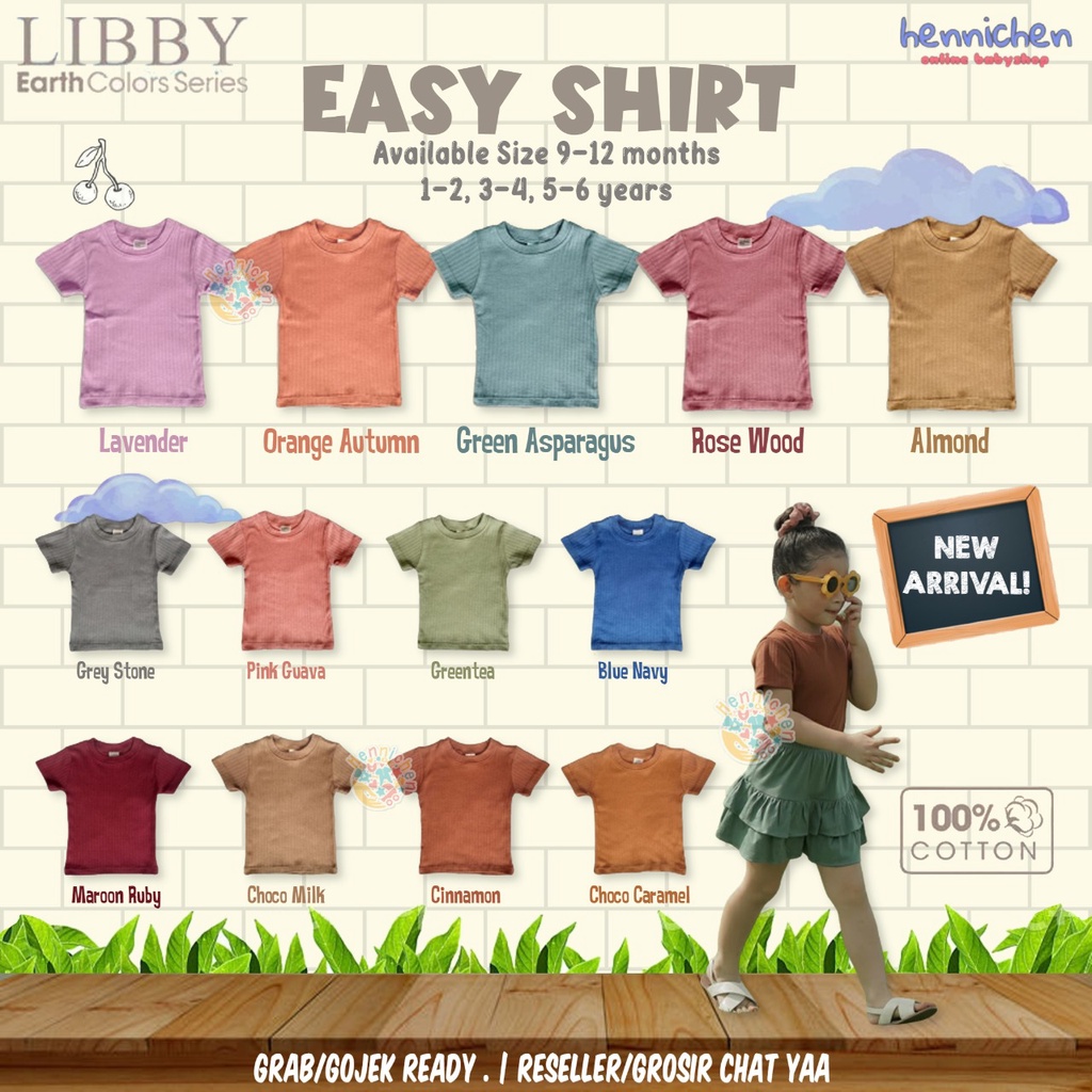 Libby baby NEW Earth Series Easy Shirt kaos anak tshirt anak libby 9 bulan - 6 tahun