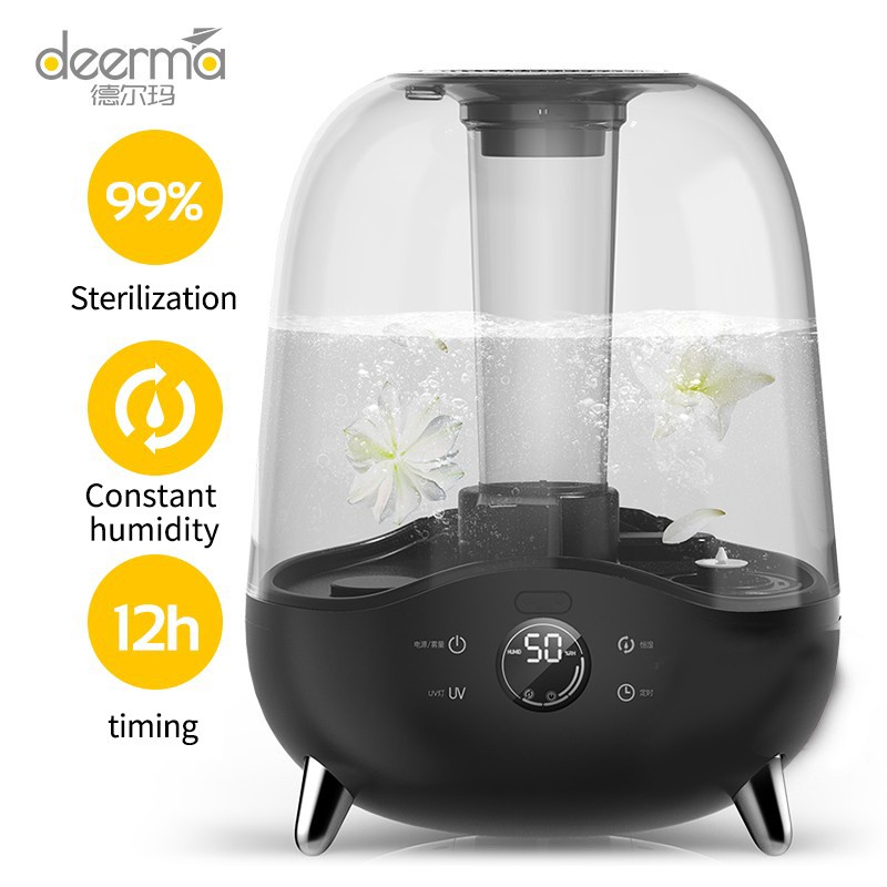 Deerma F327 Air Humidifier UV Lamp Pelembab Udara Rumah Kamar 5L - Hitam