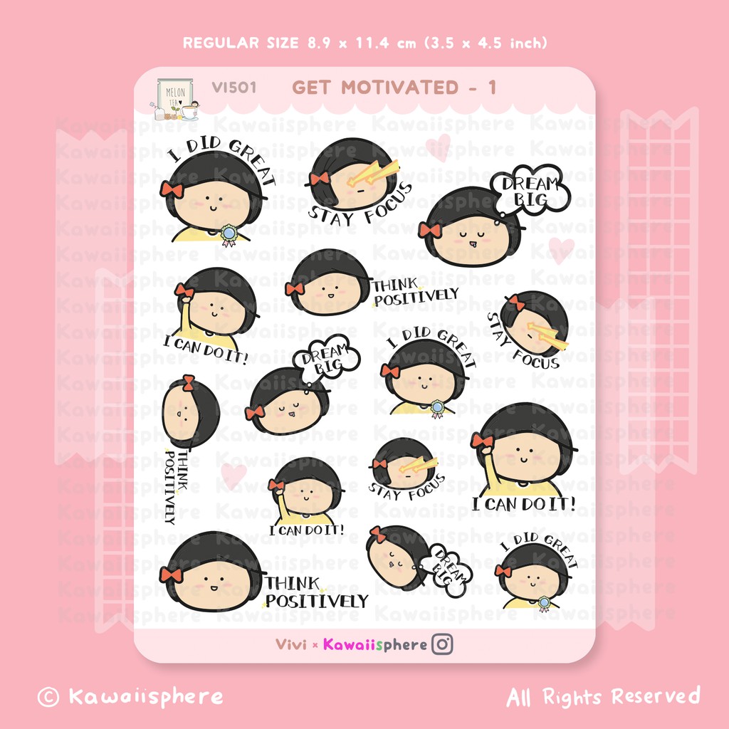 

Get Motivated | VI303 Kawaiisphere Journal / Ring Binder Sticker | Stiker Motivasi