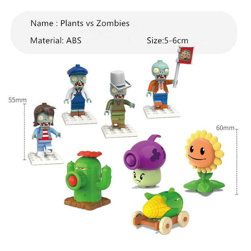 Mainan Puzzle Balok Bangunan Model Plants vs Zombies Bahan ABS Untuk Hadiah Anak