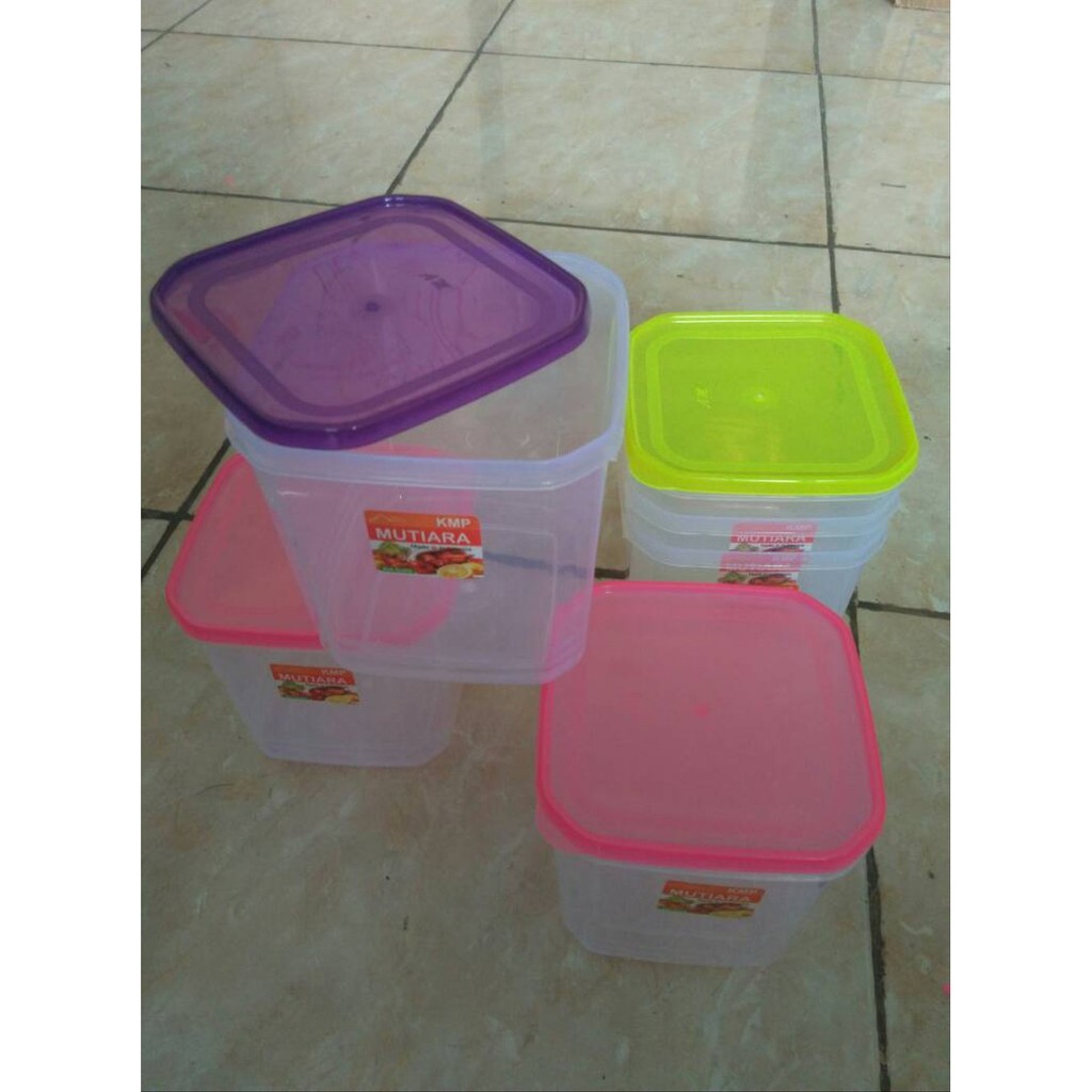 Toples Segi Plastik Kmp 1 KG / Toples Kue Lebaran / Coklat / Permen / Kacang / Toples Bumbu Dapur