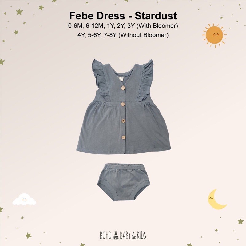 LITTLEMYTRI BOHOBABY BOHOPANNA FEBE DRESS 3 DRESS BAYI PERMPUAN DRESS ANAK PEREMPUAN DRES ANAK BAYI-Stardust