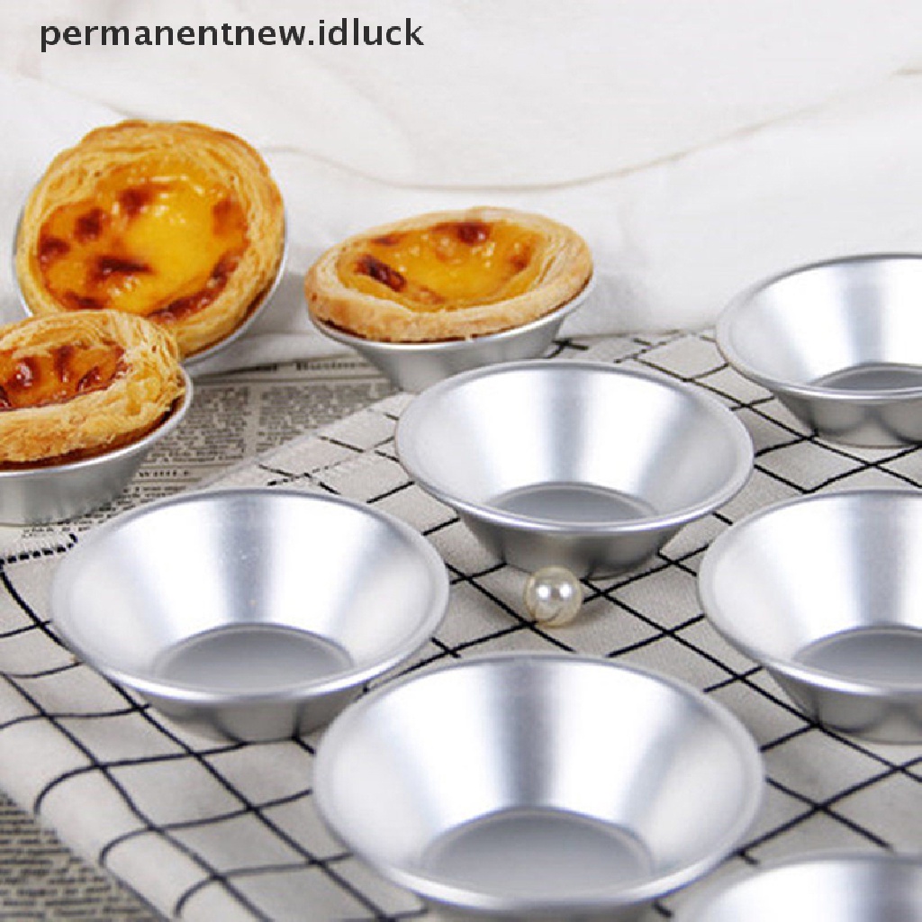 10 Pcs Cetakan Cupcake Egg Tart Bahan Aluminum Alloy Untuk Dapur