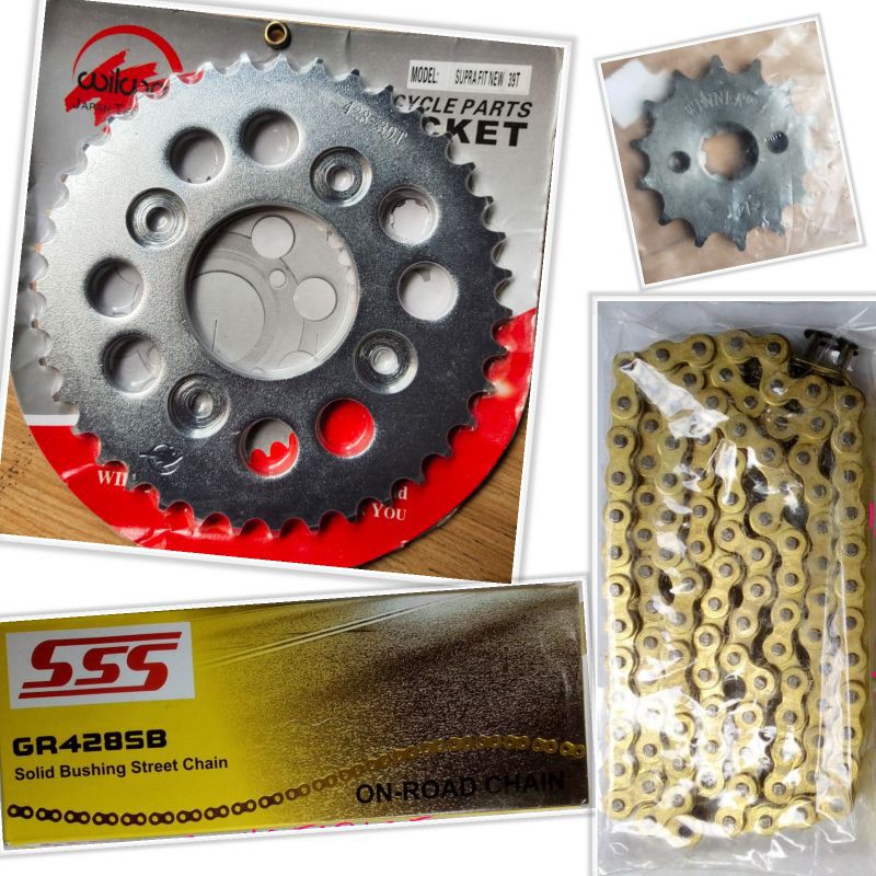 Gir Set/Gear Paket (Belakang Wilwood) + Rantai SSS Gold New Supra X 125/X125 Fi/Blade 125