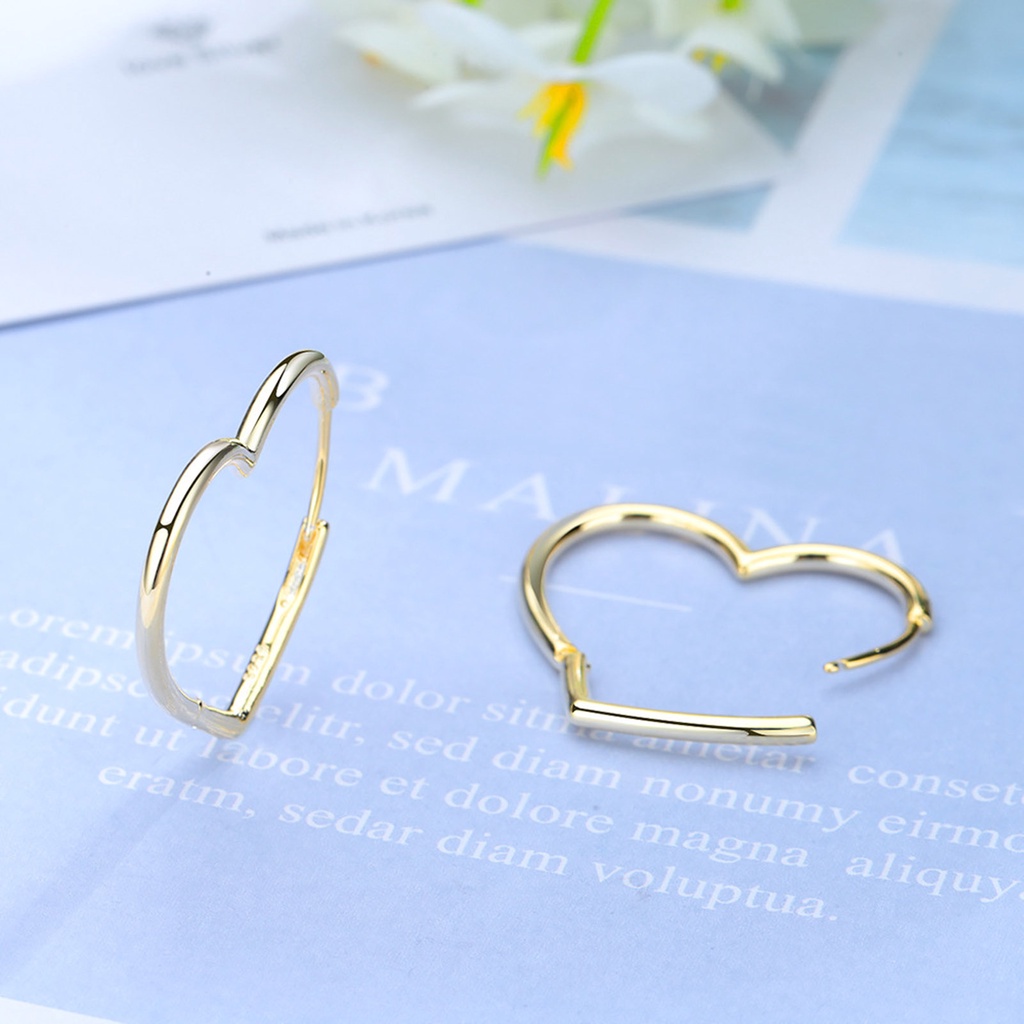 Hu Hu Hu Hu Hu Alat Bantu Pasang Kacamata♡ 1 Pasang Anting Hoop Bentuk Hati Bahan Tembaga Untuk Hadiah Ulang Tahun