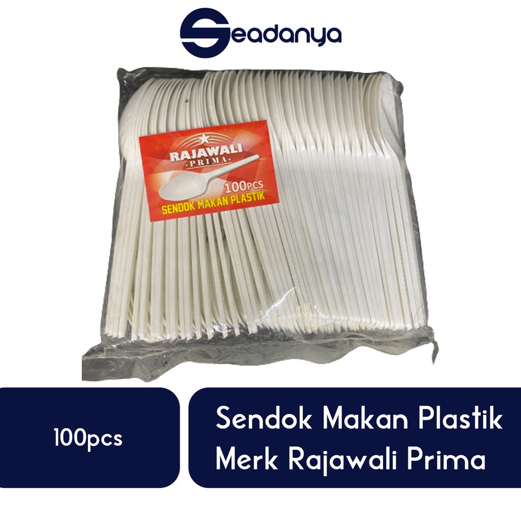 

Sendok Makan Plastik Putih 100pcs Merk Rajawali Prima -Alat Makan/Sendok Nasi/Buah/Es