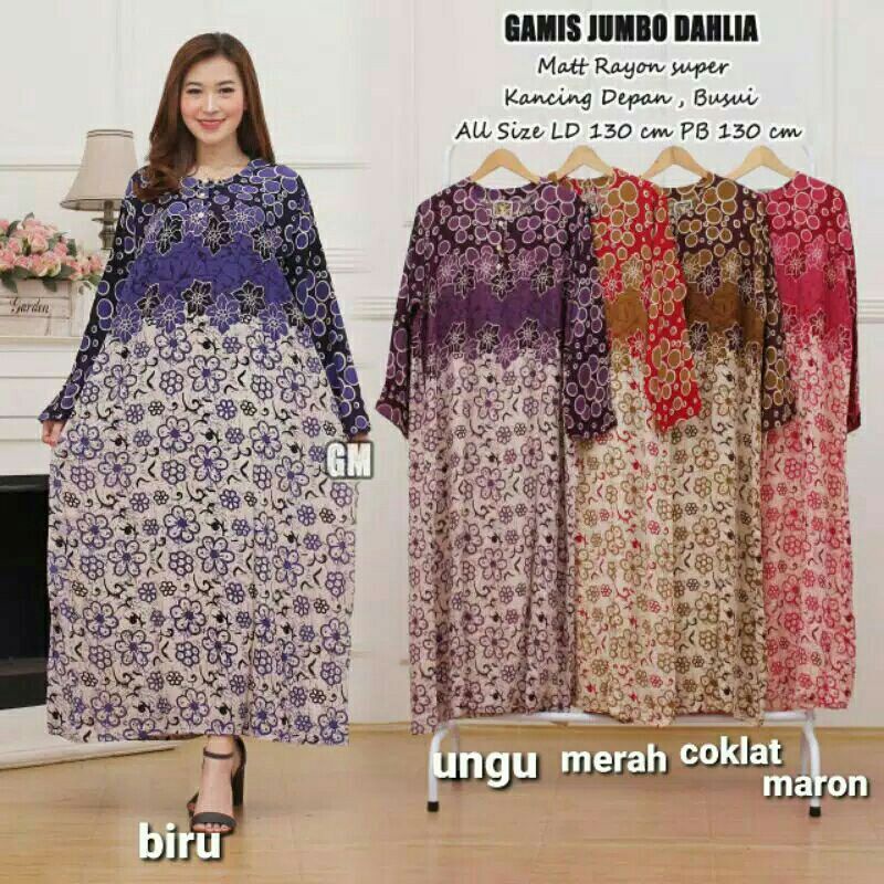 daster jumbo lengan panjang ld 130 kekinian adem halus rayon