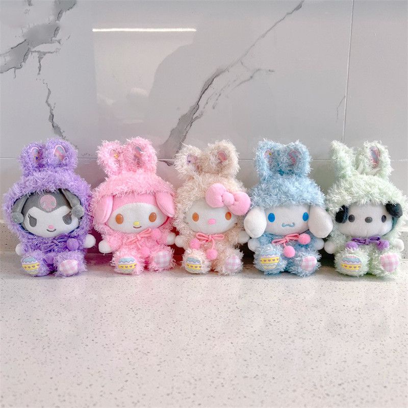 Sanrio Series Plush Toy Stuffed Doll Kuromi Melody Cinnamoroll Cute Cartoon Pendant Gift